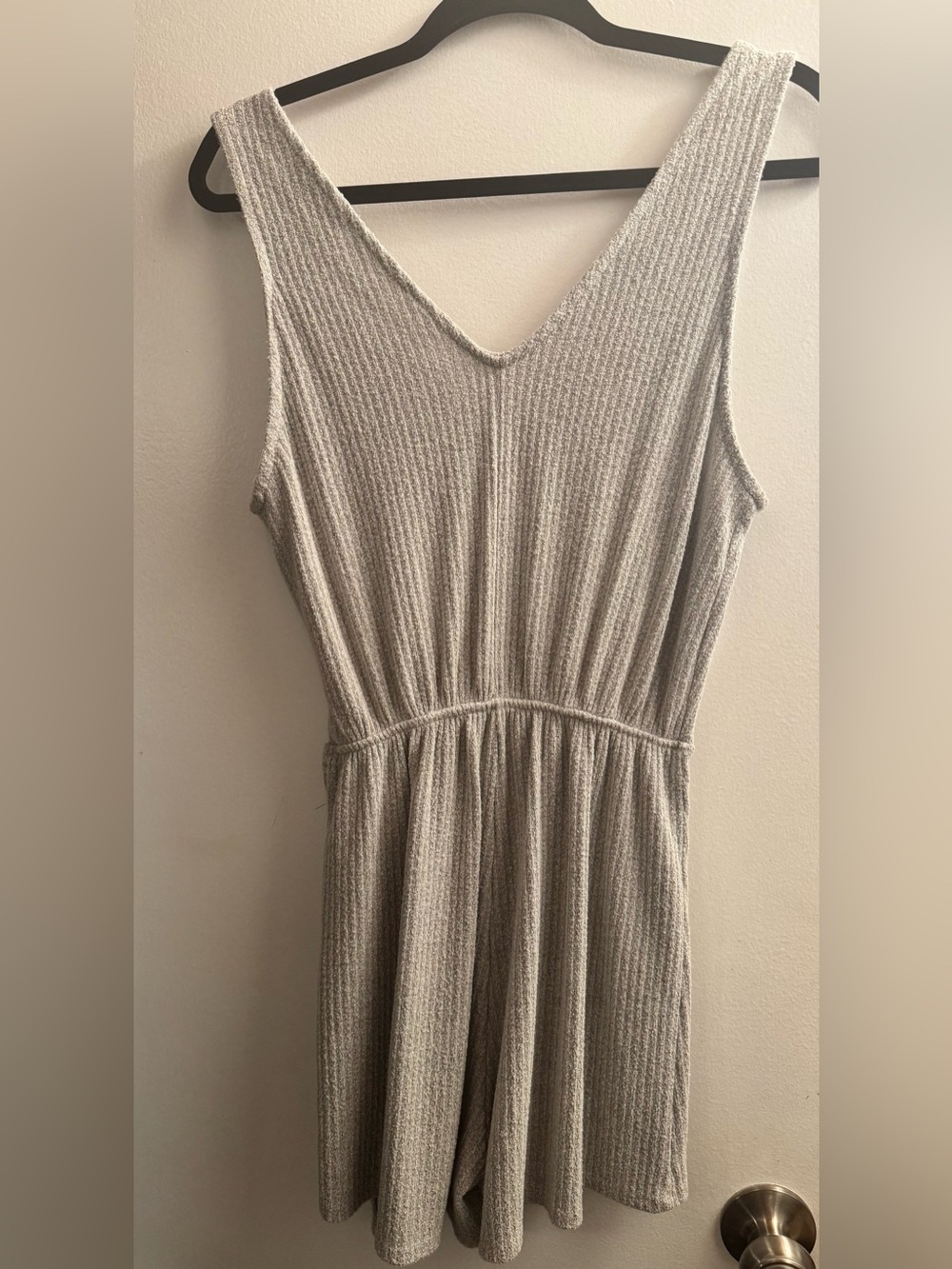 Sleeveless Wrap Knit Romper in Light Gray - Picture 7 of 14